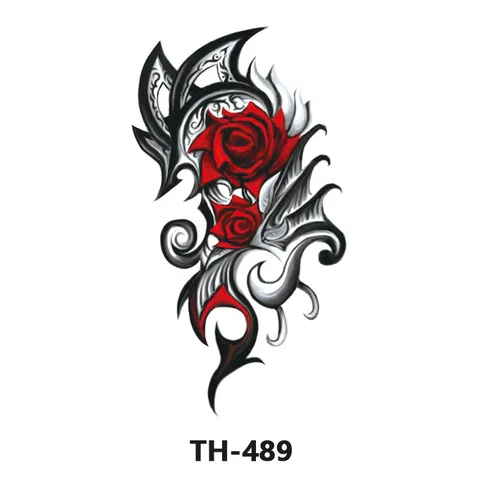 Autocollant de Tatouage Temporaire Imperméable Croix Noire Animal Fleur Gothique Bras Corps Art Faux Tatouage pour Hommes Femmes