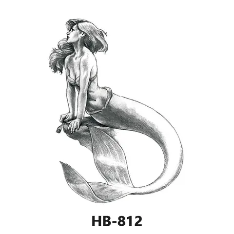 Autocollant de Tatouage Temporaire Imperméable Demi-Bras Design Animal Gothique Dragon Art Corporel Autocollant de Transfert