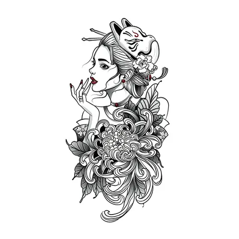 Autocollant de Tatouage Temporaire Imperméable Demi-Manche Art Corporel Papier de Transfert Sombre Gothique Tribal Crâne Animal Design Faux Tatouage Pour Hommes Femmes