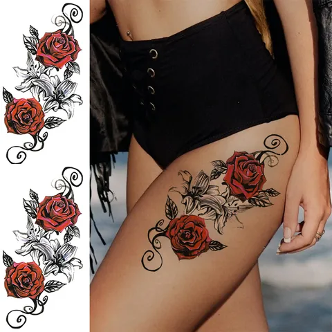 Adesivo per Tatuaggio Temporaneo Impermeabile Geometrico Floreale Animale Totem Body Art Finto Tatuaggio Adesivo di Trasferimento per Donne Uomini
