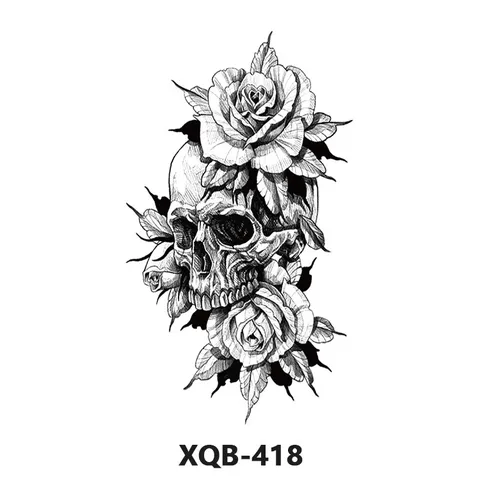 Pegatina de Tatuaje Temporal Impermeable Geométrico Animal Lobo León Cráneo Rosa Flor Arte Corporal Falso Tatuaje