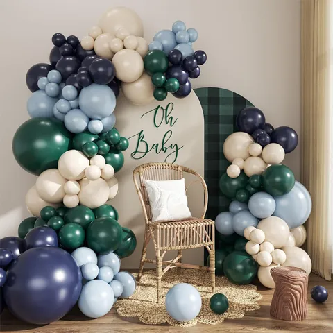 Dunkelgrün Marineblau Waldstil Ballonbogen Kit Für Baby Jungen Ersten Geburtstag Babyparty Party Hintergrund Dekoration Zubehör