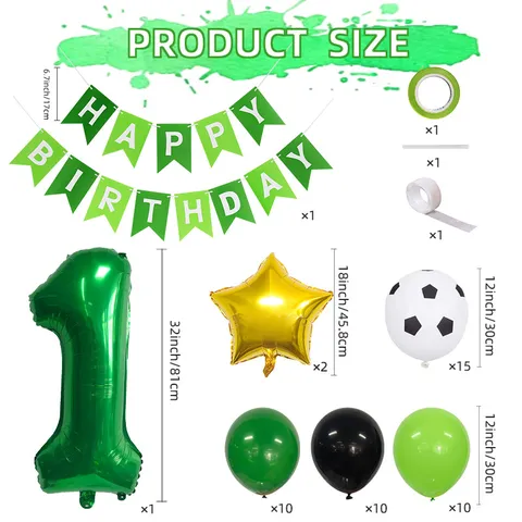 Set di Decorazioni per Palloncini per Feste di Compleanno a Tema Calcio Palloncini in Lattice con Numeri in Film di Alluminio