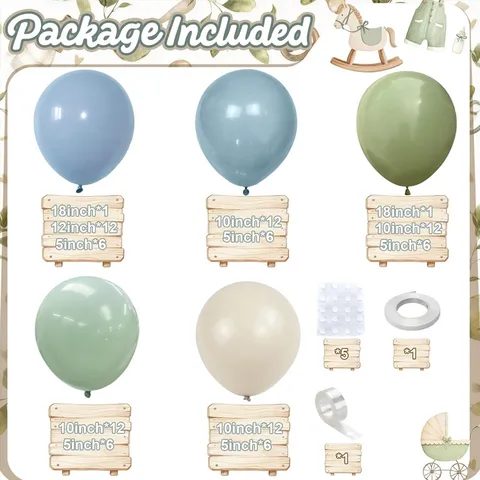 Kit Arche de Ballons Bleu Vert Morandi Guirlande Ballons en Latex Pastel pour Premier Anniversaire Enfants Décoration Fête Bébé Arrière Plan