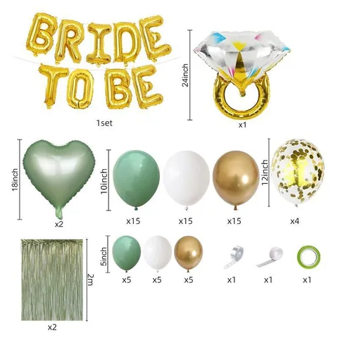 Bride To Be Wedding Balloon Set Diamond Ring Foil Fringe Curtain Backdrop Decoration For Bridal Shower Bachelorette Party Celebration Props