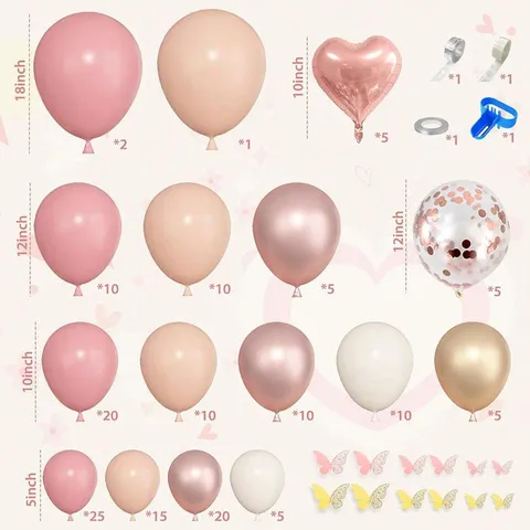 Roze Goud Ballonboog Set Dromerige Latex Aluminiumfolie Ballonnen Met Vlinder Stickers Voor Verjaardag Banket Feest Achtergrond Decoratie