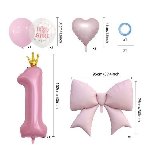 Crown Number Balloon Set Boy Girl Baby Shower Birthday Party Decoration Aluminum Film Latex Balloons Kit