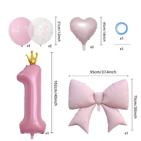 Prinzessin Thema Krone Nummer Schleife Aluminiumfolie Ballon Set Bedruckte Latex Ballons Für Geburtstag Party Dekoration