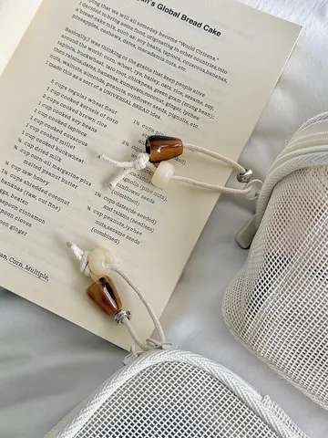 Minimalistisch Netzstoff Kosmetiktasche Atmungsaktiv Reißverschluss Kulturbeutel Cremebeige Große Kapazität Reisen Waschtasche Für Damen