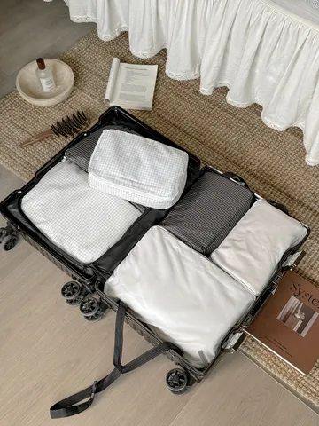 Nylon Plaid Travel Packing Organizer Lightweight Ultra Thin Checked Luggage Storage Bag For Clothes Travel Accessories