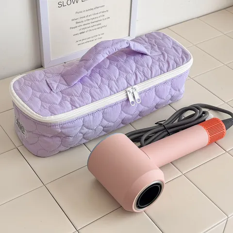 Borsa Portaoggetti Trapuntata a Cuore per Asciugacapelli Organizzatore da Viaggio Portatile Pochette Protettiva Donna