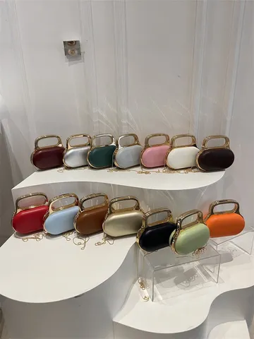 Women Acrylic Candy Color Evening Clutch Bag Luxury PU Metal Handle Shoulder Crossbody Bag Chain Small Party Purse Handbag