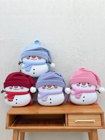 Cute Cartoon Snowman EVA Eggshell Kids Backpack Waterproof Ultra Lightweight Kindergarten Candy Color Schoolbag For Children