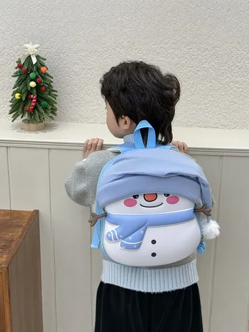 Cute Cartoon Snowman EVA Eggshell Kids Backpack Waterproof Ultra Lightweight Kindergarten Candy Color Schoolbag For Children