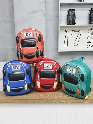 Cute Kids Racing Car Shape EVA Hard Shell Lightweight School Backpack Cartoon Children Daily Travel Bookbag