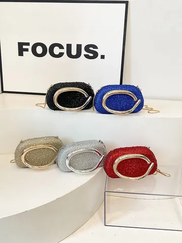 Luxury Acrylic Rhinestone Evening Clutch Bag Elegant Banquet Chain Crossbody Handbag For Women Wedding Party Dress Bag