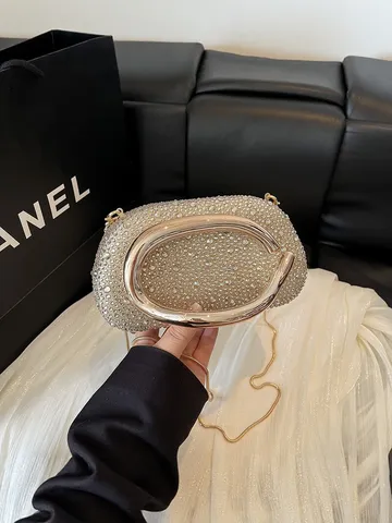 Luxury Acrylic Rhinestone Evening Clutch Bag Elegant Banquet Chain Crossbody Handbag For Women Wedding Party Dress Bag