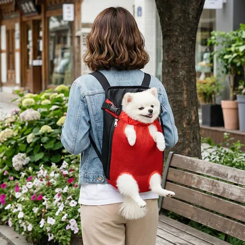 Breathable Mesh Pet Dog Cat Backpack Small Animals Outdoor Travel Carrier Lightweight Double Shoulder Dog Backpack Bag