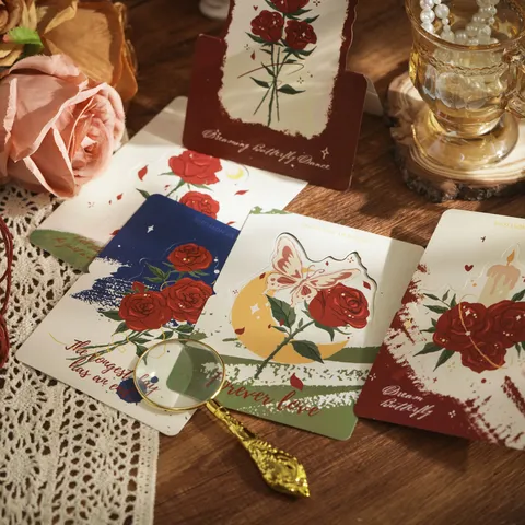 Vintage 3D Karta Euchon Triantafyllo Retro Romantiko Louloudi Anadiploumeni Karta Euchon Gia Giorti tou Agiou Valentinou