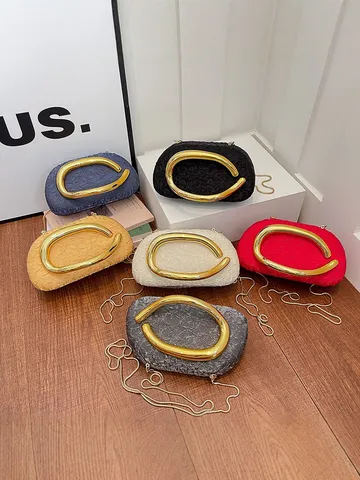 Women Evening Bag Luxury Acrylic Metal Handle Clutch Purse Pleated Unique Design Chain Crossbody Bag