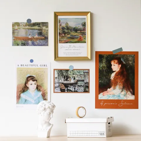 Ensemble de Cartes Décoratives d'Art Minimaliste Cartes Postales de Peintures Célèbres Vintage pour Décoration Murale de Dortoir Étudiant Salon Chambre