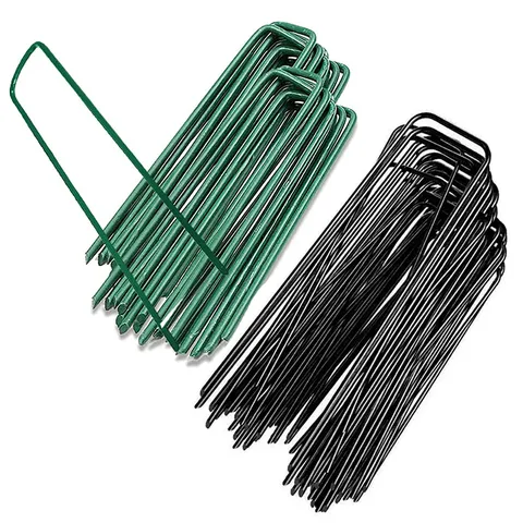 U-Shaped Garden Pegs Iron Landscape Staples Metal Turf Pins Heavy Duty Outdoor Artificial Grass Sod Ground Anchor Nails