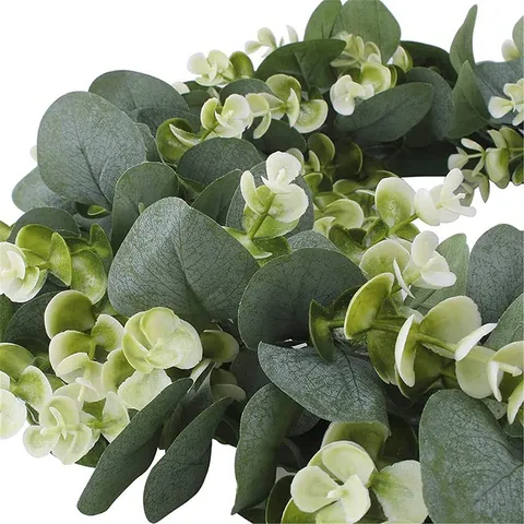 Artificial Eucalyptus Wreath Green Money Leaf Door Hanging Wall Decoration Simulation Plant Garland For Home Decor Greenery