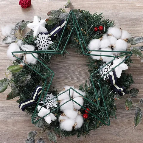 Sternförmiger Grüner Kranzring Aus Eisen Weihnachtsstern Hängeschleife Für Blumenarrangement Festliche Dekoration Kranzrahmen