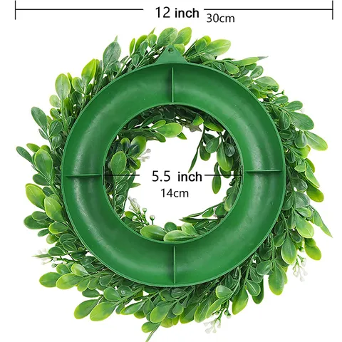 Rustic Artificial Green Leaf Wreath Pastoral Style Boxwood Wreath For Front Door Wall Wedding Party Home Decorative Hanging Ornament