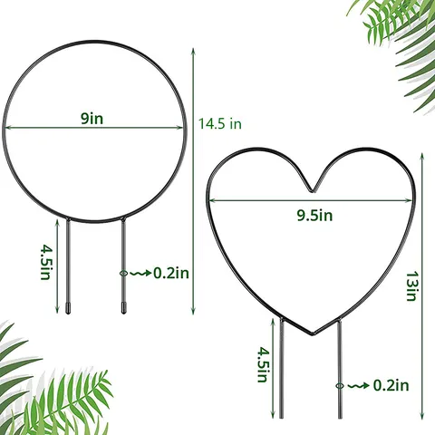 Eisen Pflanzenklettergerüst Rund Herzform Topfpflanzen Stützregal Garten Hof Topf Dekorativer Pflanzstab Ständer Für Reben Efeu