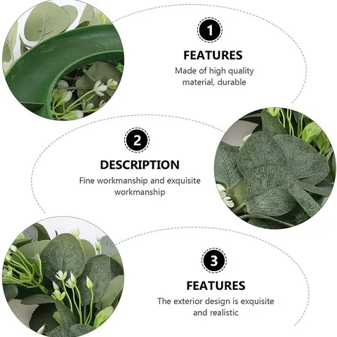 Artificial Eucalyptus Wreath Green Money Leaf Wreath Hanging Ornament Silk Flower Garland For Home Door Wall Wedding Decor