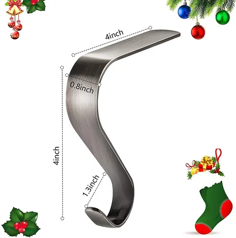 Metall Weihnachtsstrumpf Kaminhaken Rutschfester Kaminaufhänger Gold Silber Schwarz Dekorativer Strumpfhalter Für Kamin