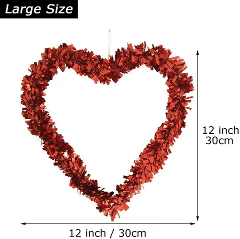 Romantic Shiny Sequin Heart Wreath Hanging Ornament Red Letter Love Tinsel Garland For Valentine Day Wedding Home Decoration