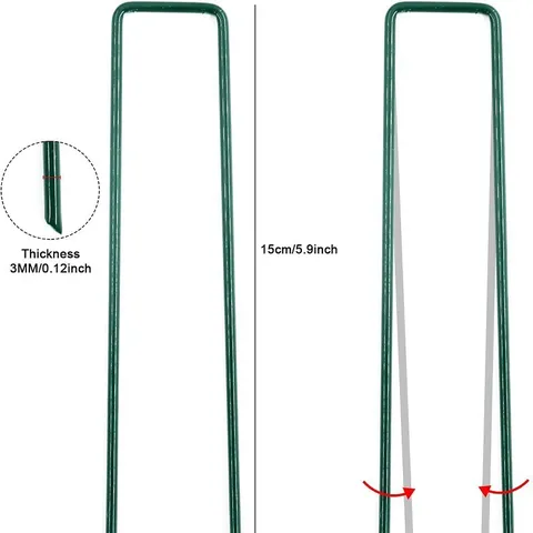 U-Shaped Garden Pegs Iron Landscape Staples Metal Turf Pins Heavy Duty Outdoor Artificial Grass Sod Ground Anchor Nails