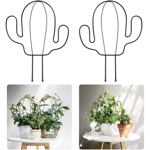 Iron Cactus Plant Trellis Black Metal Climbing Frame Garden Flower Support Stake For Outdoor Indoor Potted Plants