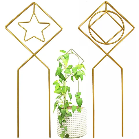 Geometrisches Metall Eisen Kletterspalier Gold Stern Herz Form Topfpflanze Weinrebe Stützpfähle Für Garten Haus Wohnzimmer Terrasse Deko