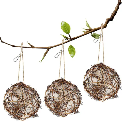 Natürlicher Rattanball Papagei Kauspielzeug Kolibri Nistmaterialien Für Den Außenbereich Garten Hängendes Vogelspielzeug Handwerk Dekoration