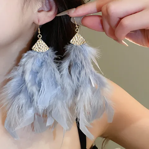 Fashion Rhinestone Bow Feather Tassel Earrings Women Luxury Long Drop Dangle Earrings Elegant Party Jewelry Gift