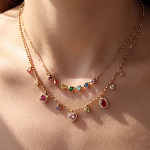 Western Dopamine Stijl Zirconia Roestvrij Stalen Halsketting Voor Dames Verguld Geometrische Sleutelbeenketting Mode Sieraden Cadeau