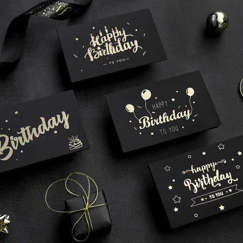 Luxus Bronze Happy Birthday Grußkarte Set Mit Umschlag Und Siegel Aufkleber Kreative Schwarze Karton Segenskarte