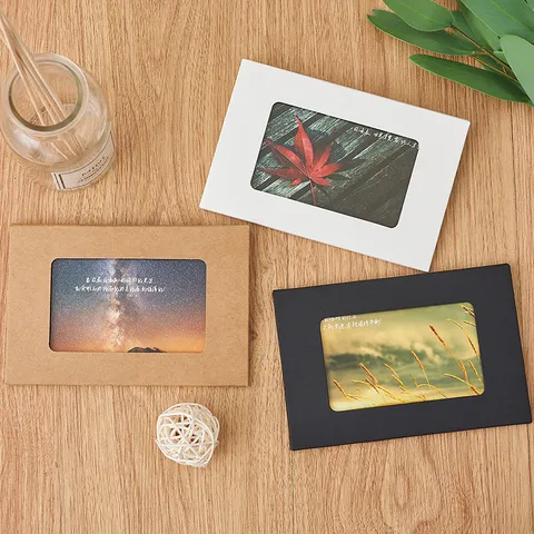 Kraft Paper Postcard Sleeve Blank Horizontal Postcard Box Card Holder Retro Cardboard Packaging Case For Photos Cards Storage