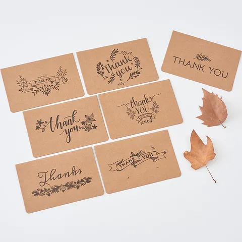 Retro Kraftpapier Thank You Karten Mit Umschlägen Pflanzen Blumenmuster Grußkarten Set Für Business Geburtstag Hochzeit Festival Universelle Segenskarten
