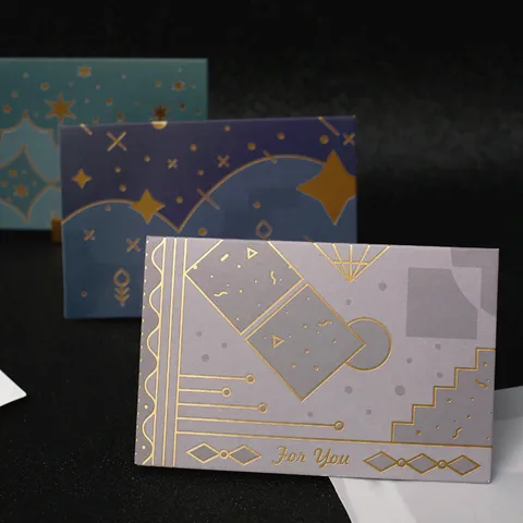Kreative Business Meeting Einladungskarten Geburtstag Segen Nachricht Notiz Mit Umschlägen Goldfolienprägung Sternenhimmel Geometrische Linien Grußkarte