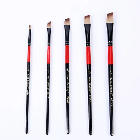 Nylon Paint Brushes Set Flat Tip Painting Brushes Wood Handle Artist Paint Brushes For Acrylic Oil Watercolor Painting