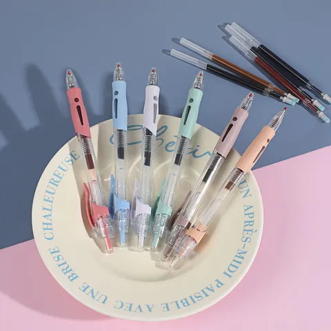 Retro Press Gel Pen Bullet Tip Colorful Journaling Pen Student Writing Pen Office Stationery Supplies
