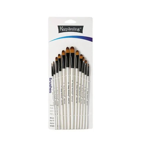 Professional Artist Paint Brush Set Wooden Handle Nylon Hair Paint Brushes For Watercolor Acrylic Oil Painting