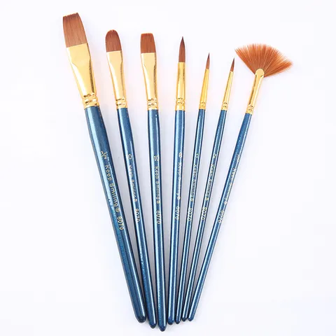 Nylon Paint Brushes Watercolor Acrylic Drawing Brushes Professional Art Painting Supplies Blue Wood Handle Artist Brushes