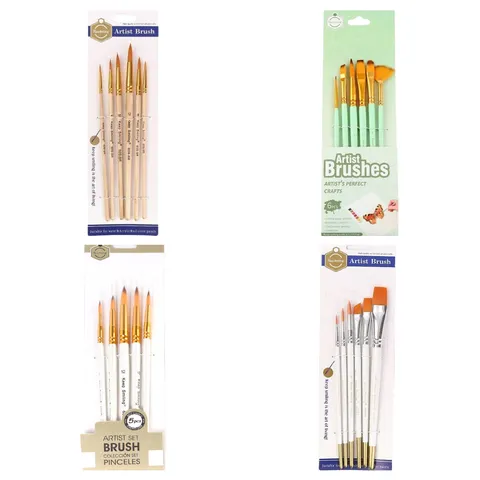 Professional Artist Paint Brush Set Wood Handle Nylon Hair Watercolor Acrylic Oil Painting Brushes Drawing Art Supplies