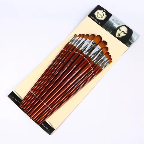 Professional Artist Paint Brushes Set Nylon Hair Watercolor Oil Acrylic Painting Brushes Wood Handle Art Supplies