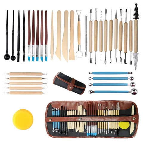Pottery Clay Sculpting Tools Set Wood Metal Silicone Carving Modeling Craft Kit Professional Art Supplies